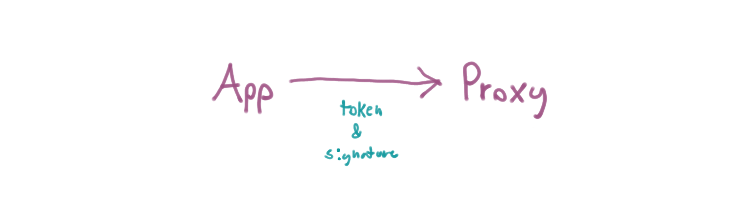 Illustration of sending the proxy token and signature together